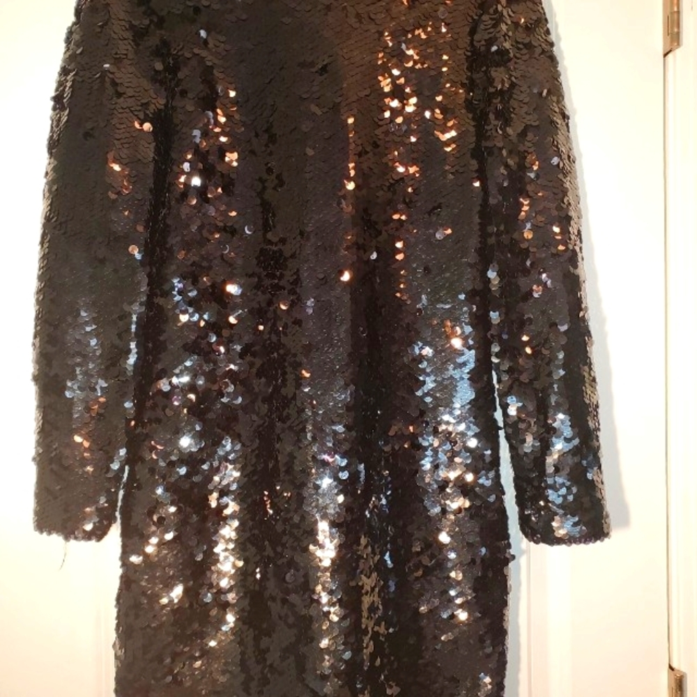 (NWT) Karen Millen Womens Sz 10 Shimmering Rich Black Sequin Dress